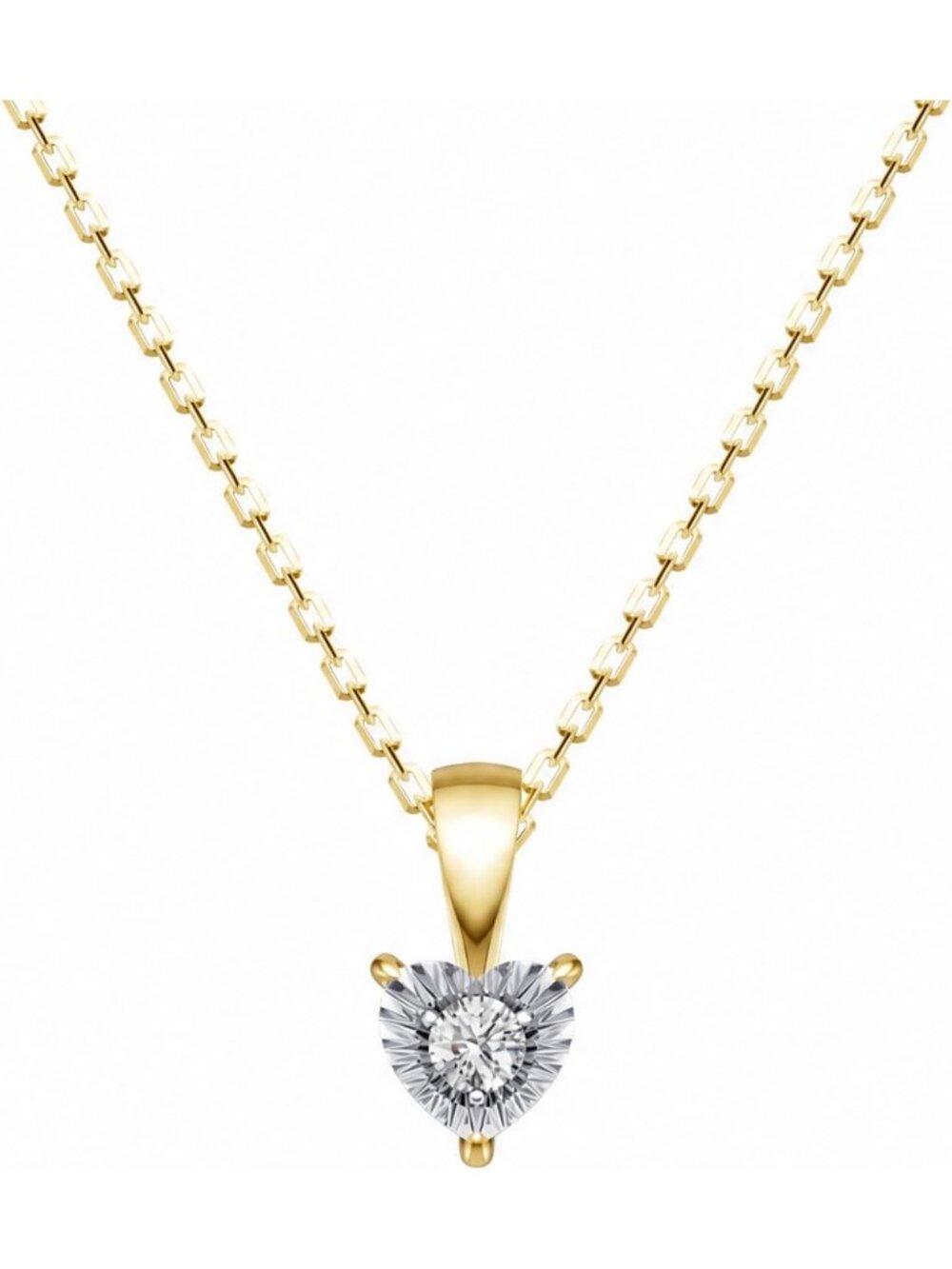 Elegant Lab Grown Diamond Pendant Necklace, S925 Silver & 18K Gold Plated